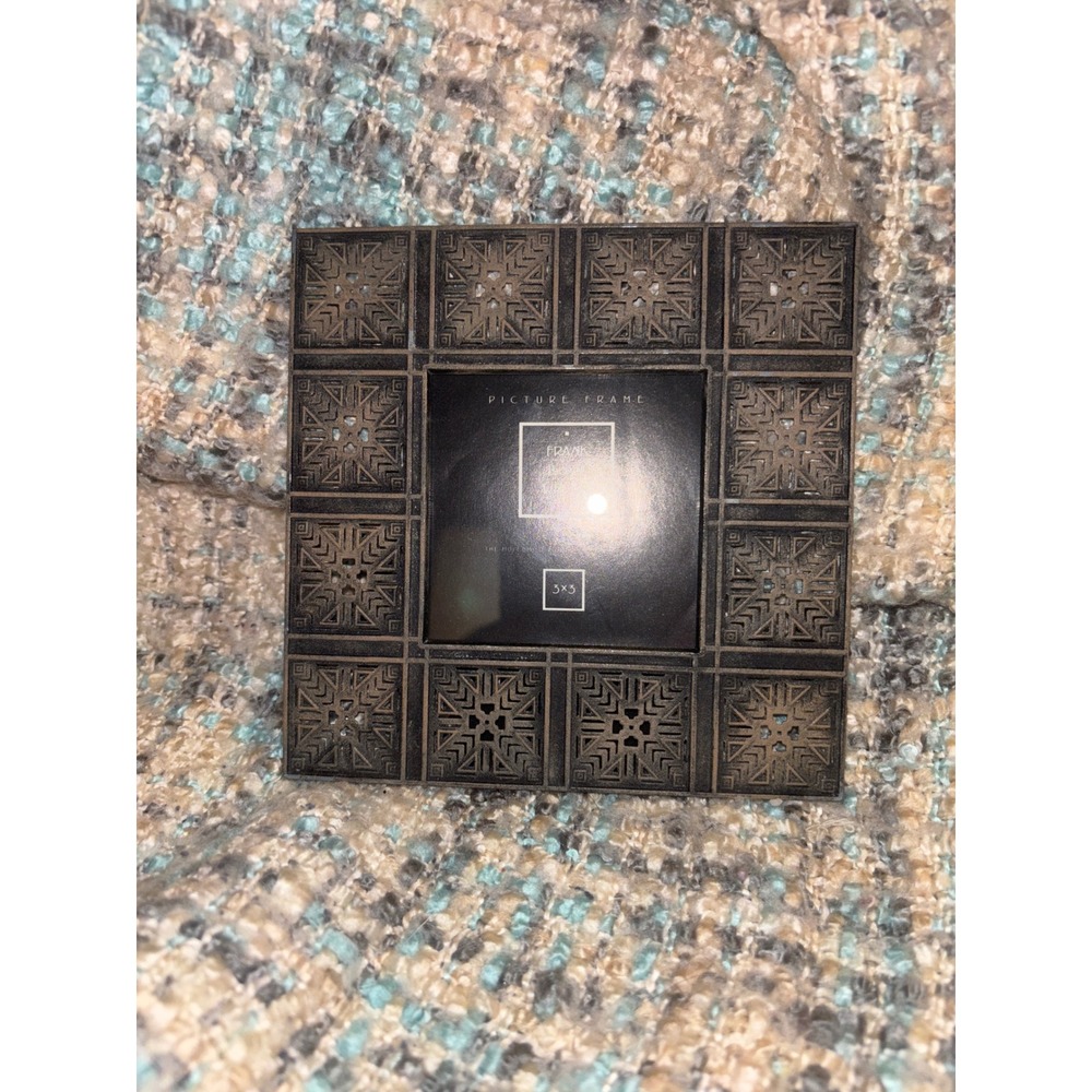 Frank Lloyd Wright MoMA Bronze Geometric Fretwork 3x3 Square Picture Frame